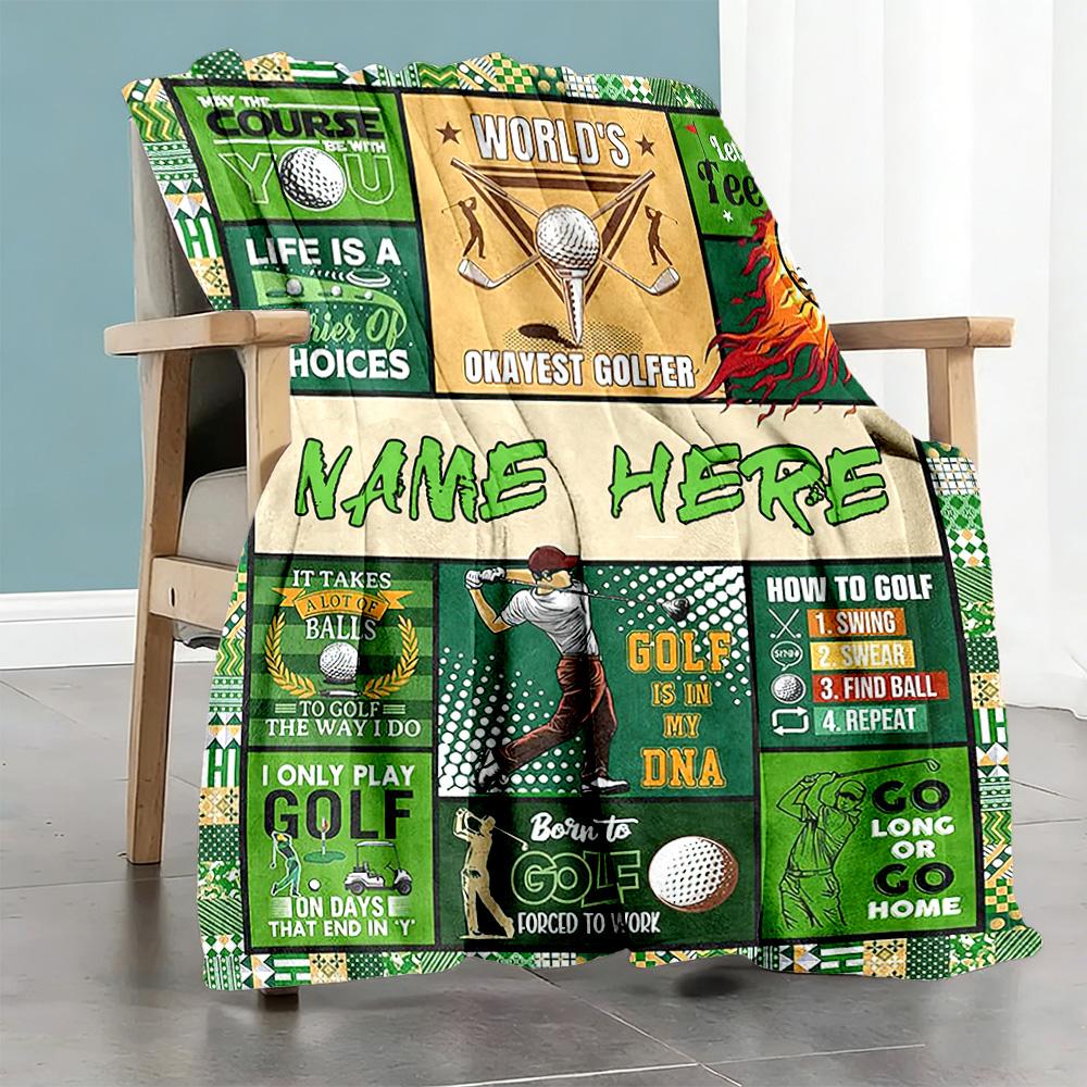 Golf06 Personalized Text Blanket Cozy Personalized Blanket Soft & Cozy Suitable for Living Room Bed Sofa Office Four Seasons Multipurpose