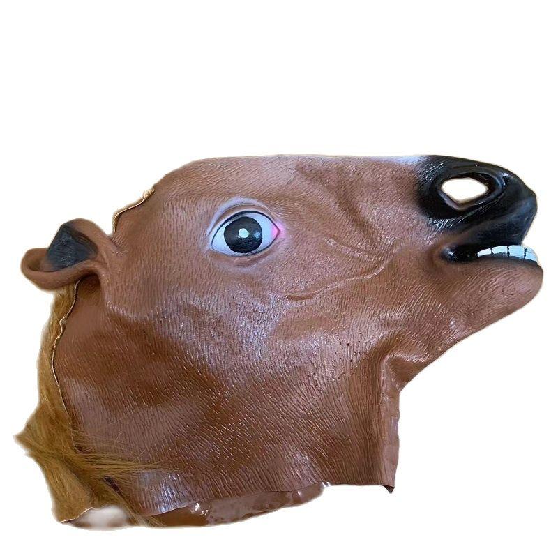 Men Brown Horse Masks Girl Funny Horse Head Mask Latex Animal Mask Novelty Halloween Cosplay Costumes Headgear Mascara De Latex