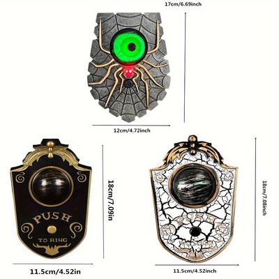 Scary Animated Doorbell,Decorative Hanging Prop with Luminous Ghostly Eye and Horror Sound Effect for Haunted House Halloween