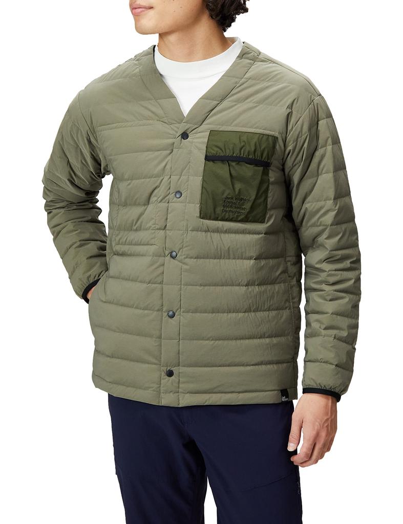 Jack Wolfskin Warm Down Cardigan Breathable and CNNCT LT DOWN Outdoor Olive Men's (Texashield Windproof) [5029891 / CD] 4550_dusty Asia_M