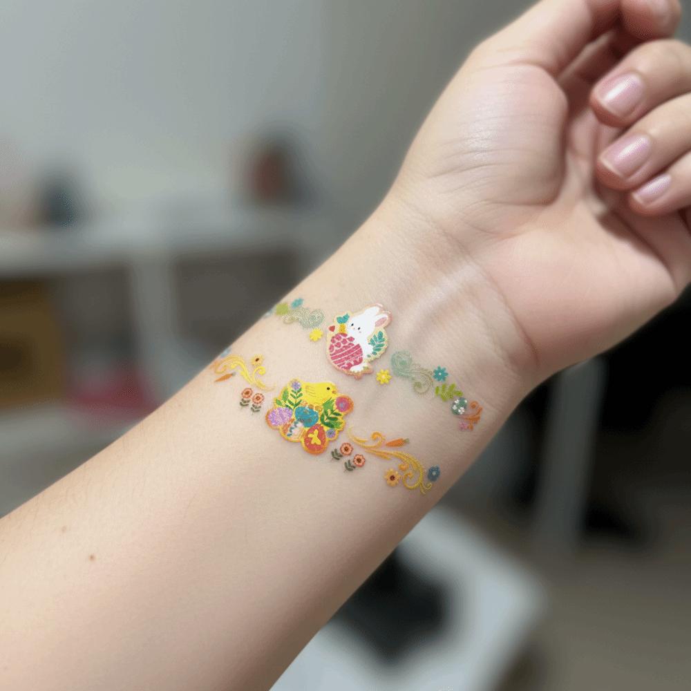 Wrist Arm Face Leg Easter Wrist Tattoo Sticker Rabbit Carrot Eggs Disposable Face Temporary Tattoo Cartoon Long Lasting