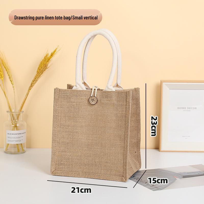 Custom Logo Hand-Painted Tote: Jute, Canvas, Cotton & Linen Handbag, Burlap DIY Lunch Box Bag