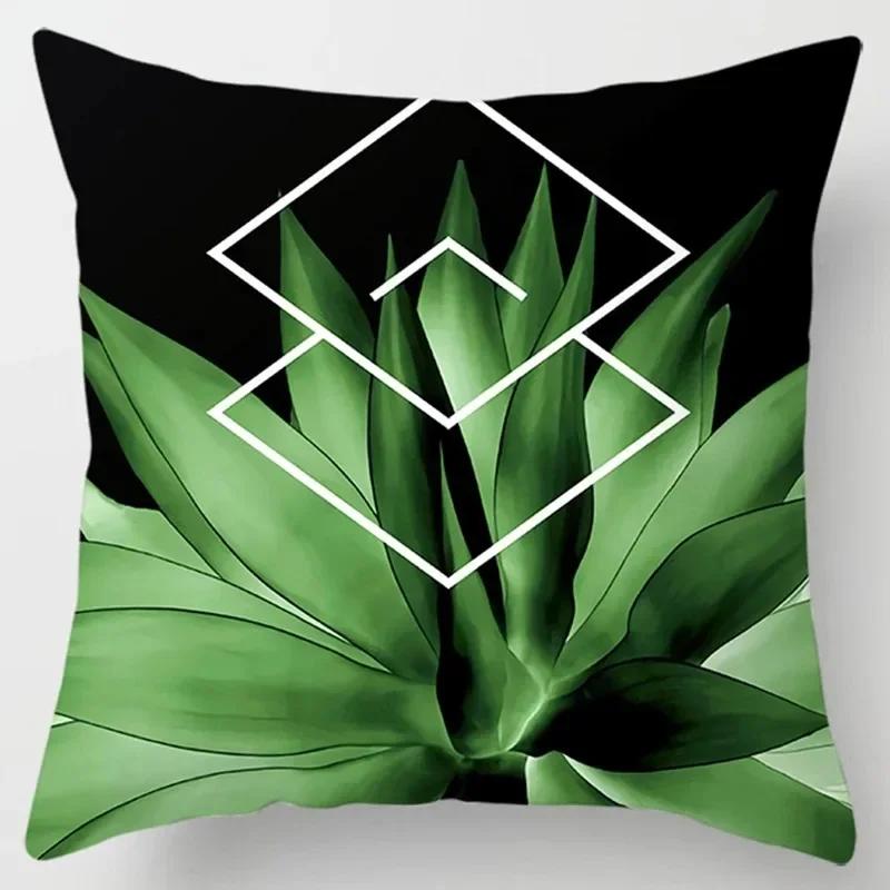 Luxury Home Decor Cushion Cover Office Decor Pillow Cover Tropical Plant Close Up Cactus Pattern Pillow Cover