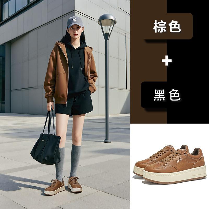 Leather little white shoes women's autumn new retro versatile board shoes women's old leisure sports not tired feet women's shoes