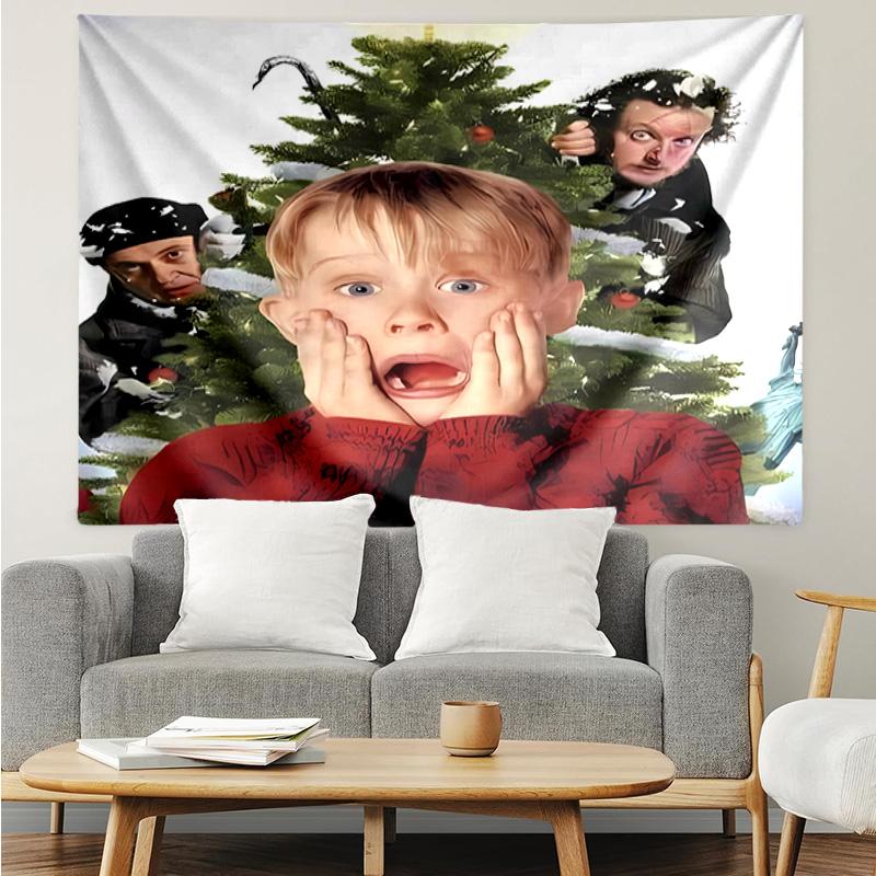 Home Alone Tapestry for Bedroom Aesthetic Classroom Tapestries Wall Hanging for Living Room Dorm Office,Ideal Creative Gift