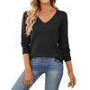 Women's Casual V-Neck Sweater Base Layer Knitted Long Sleeve Solid Color Top