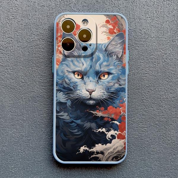 Sea Waves And Cat Phone Case For Iphone 7 8 Plus SE2 15 16 Plus 13 12 Mini X XR XS 15 11 12 13 14 Pro Max Shockproof Back Cover