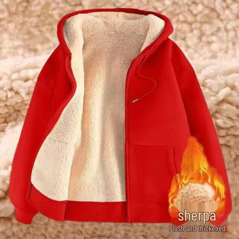 Herren Plüsch Lammwolle Strickjacke Hoodie - Locker, Übergröße, Verbrühschutz, Verschleißfest, Schmutzabweisend, Kapuzenjacke für Herbst/Winter