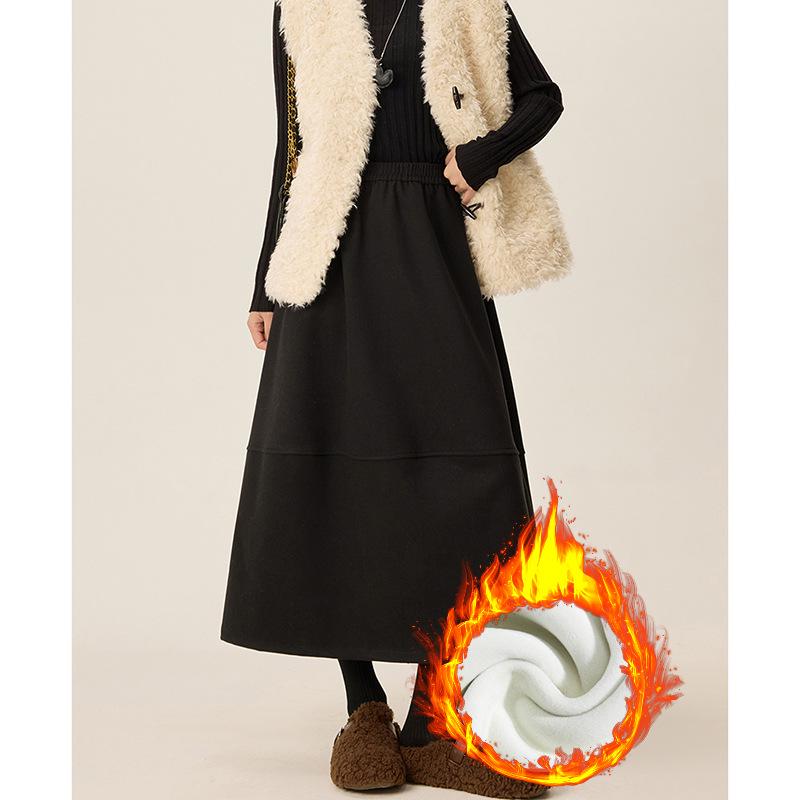 Gray Wool Blend High Waist A-Line Skirt for Women - Petite & Plus Sizes, Autumn/Winter 2025 Collection.