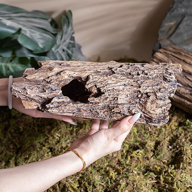 Reptile Hideout Shelter With Basking Platform Tree Bark Design Lizards Geckos Turtles Snakes Spiders