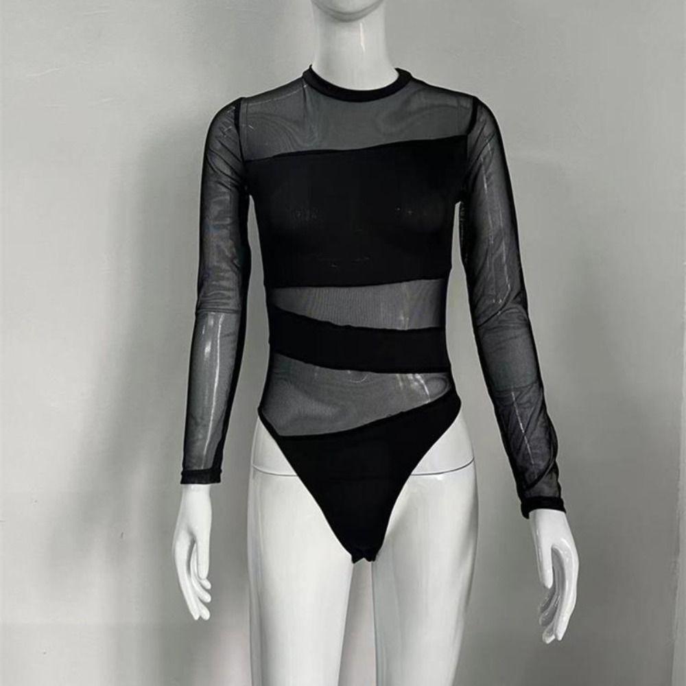 High Waist Mesh Thin Shapewear Seamless Underwear for Women Long Sleeve Lace Jumpsuit  Gifts