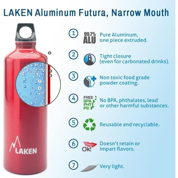 Gourde - laken - futura - aluminium brossé - 1l - argent