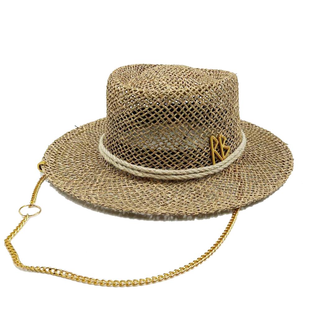 2023 Summer sun hat Lafite grass French straw hat Women's chain decorated straw hat Holiday Sun hat Punk style beach