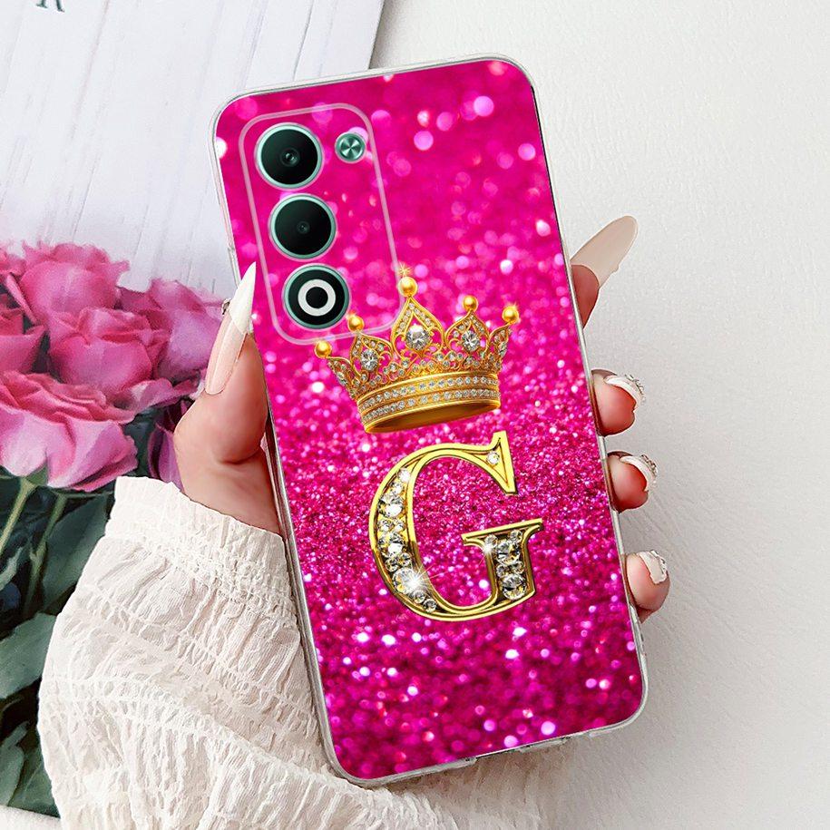 For OPPO A5 5G 2025 Case CPH2735 Cover Luxury Crown Initial Letters Soft Clear Silicone Back Cover For OPPOA5 5G 2025 Phone Case