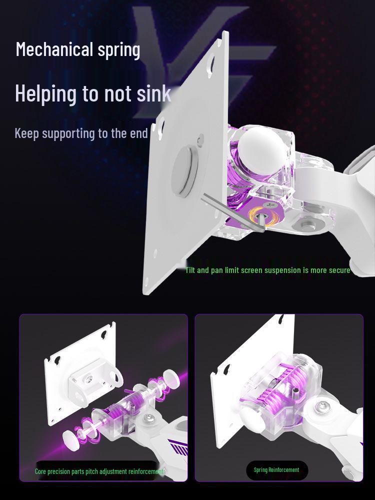 49" Ultraširoký Stojan na Monitor s Pneumatickým Ramenem, Instalace Bez Vrtání, RGB Osvětlení, E-sportovní Edice