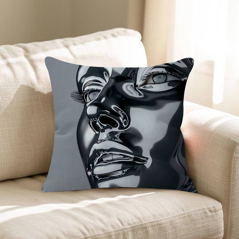 Silver Bizarre Trend Retro Art Cushion Cover Pillow Cover Decor Pillowcase Printed Cushion Case For Couch