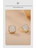 European & American Hot-Selling Copper Alloy Four-Leaf Clover Women's Stud Earrings with Zircon Inlay - Hip Hop Style
