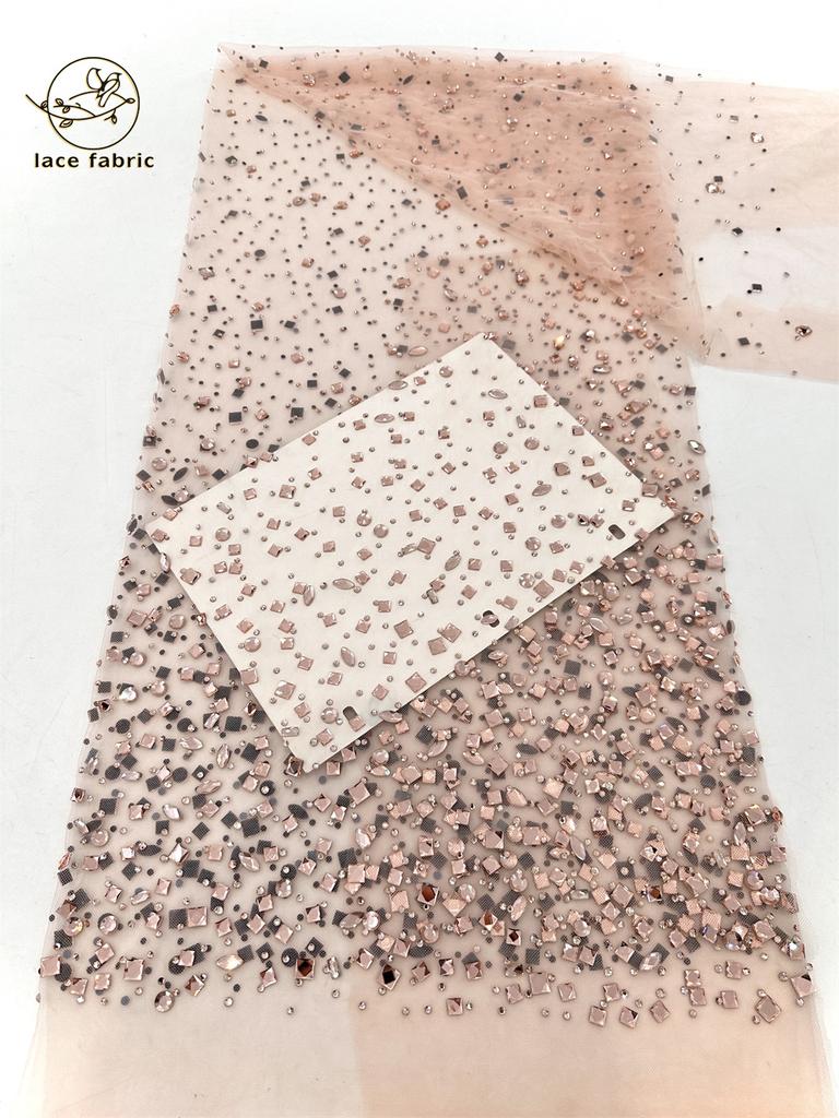 African Heavy Stones Lace Fabric 2025 High Quality for Women Nigerian French Stones Tulle Lace Fabric Wedding Party Dress Sewing
