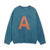 Oversized Relaxed Fit Acrylic Knit Sweater With Letter Print - Unisex Round Neck Long Sleeve Winter