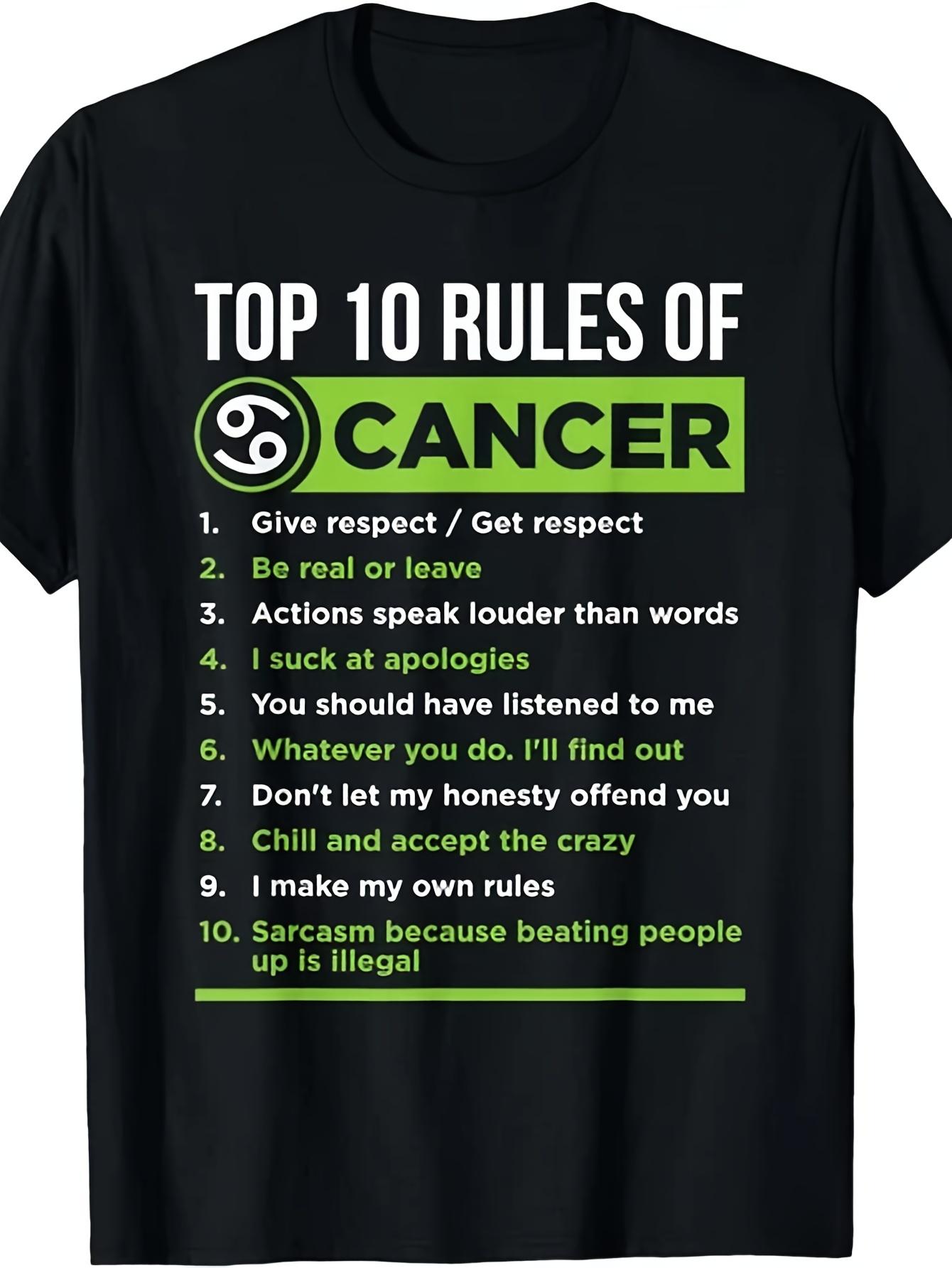 New Limited Top 10 Rules Of Cancer Zodiac Facts Traits Horoscope Sign T ShirtSame Style 2026 Summer Shirt Sleeved Printed T Shirt 180G S разноцветный