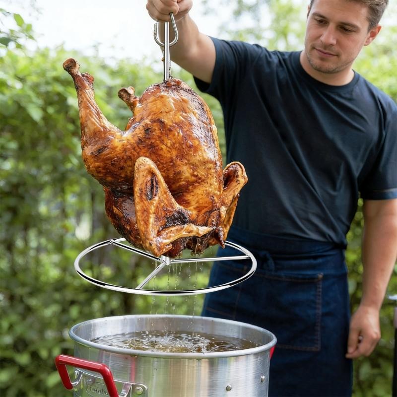 Complete Stainless Steels Turkey Roaster Includes Skewers And Hook Safe Cooking And Cleanup In Dishwasher