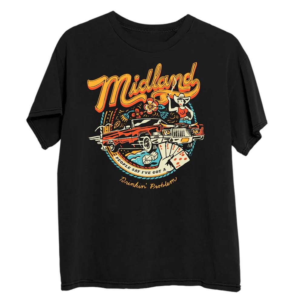 

Midland Band Drinkin#039 Problem Heavy Cotton Black Full Size Shirt For Men Unisex T-Shirt S