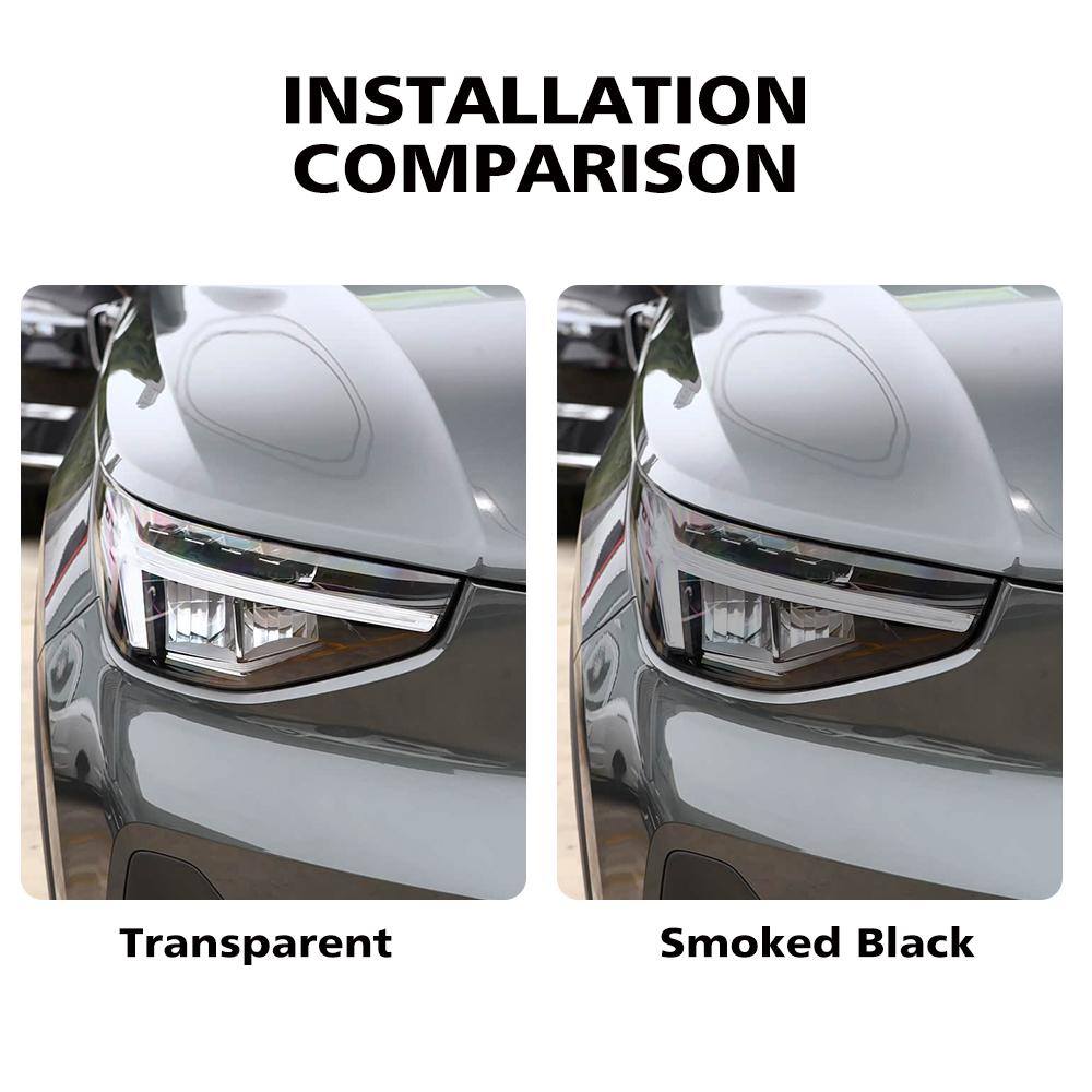 For Volvo XC40 2018-2026 High-Gloss Smoke Black Pre-Cut TPU Car Headlight Protection Film PPF Kit Anti-Scratch Vinyl Wrap Cover