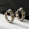 Vintage gemusterte Huggie-Ohrringe für Männer Jungen, Gold Silber Farbe Ethnischer Stil Creolen, Punk Ohrring Schmuck