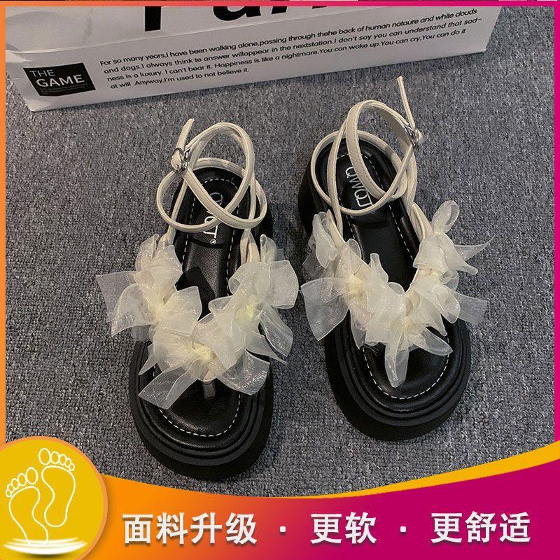 

Niche sandals women wear new bow thick-soled soft-soled going out shoes 40 бежевый