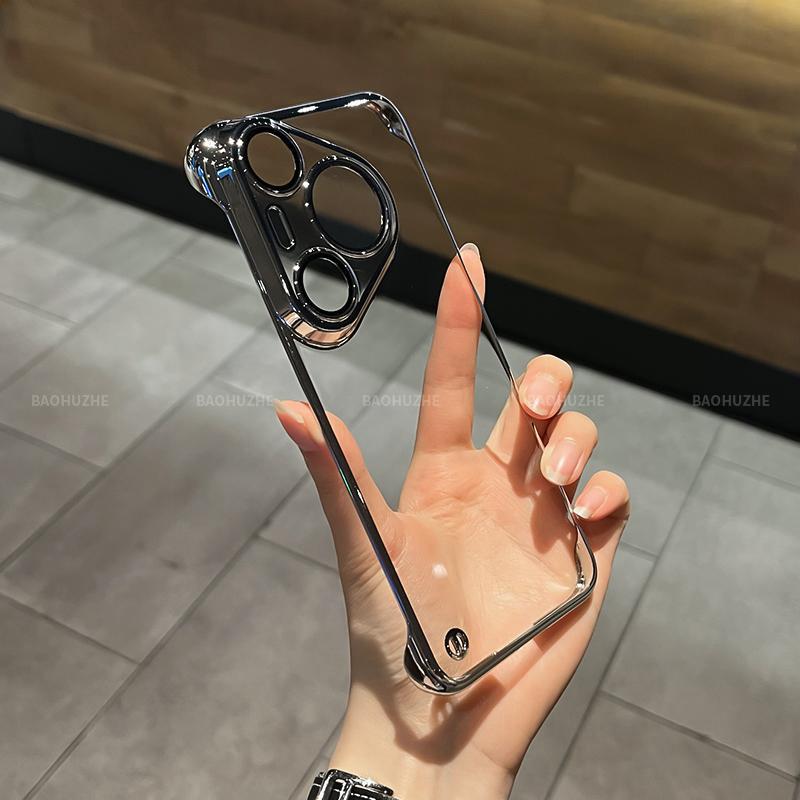 Applicable to Huawei Pura80 electroplated borderless mobile phone case Honor 500 ultra-thin mate80 transparent X70 heat dissipation