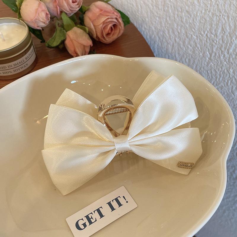 Large Fashion Satin Bow Headdress Internet Celebrity Catch Cross Hair Claw Hairpins Sweet Hair Accessories For Girls 12CM