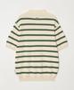 DTHIRTYONE Color Striped Short Sleeve Collared Knit (Green)