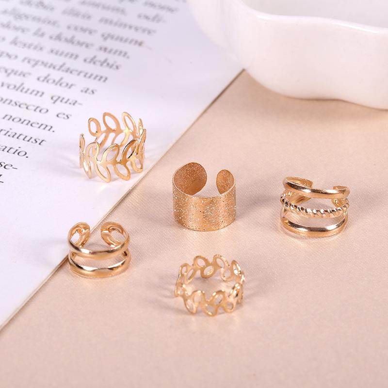 Creative Ear Cuff Set: Five-Piece Fashionable Solid-Color Clip Collection