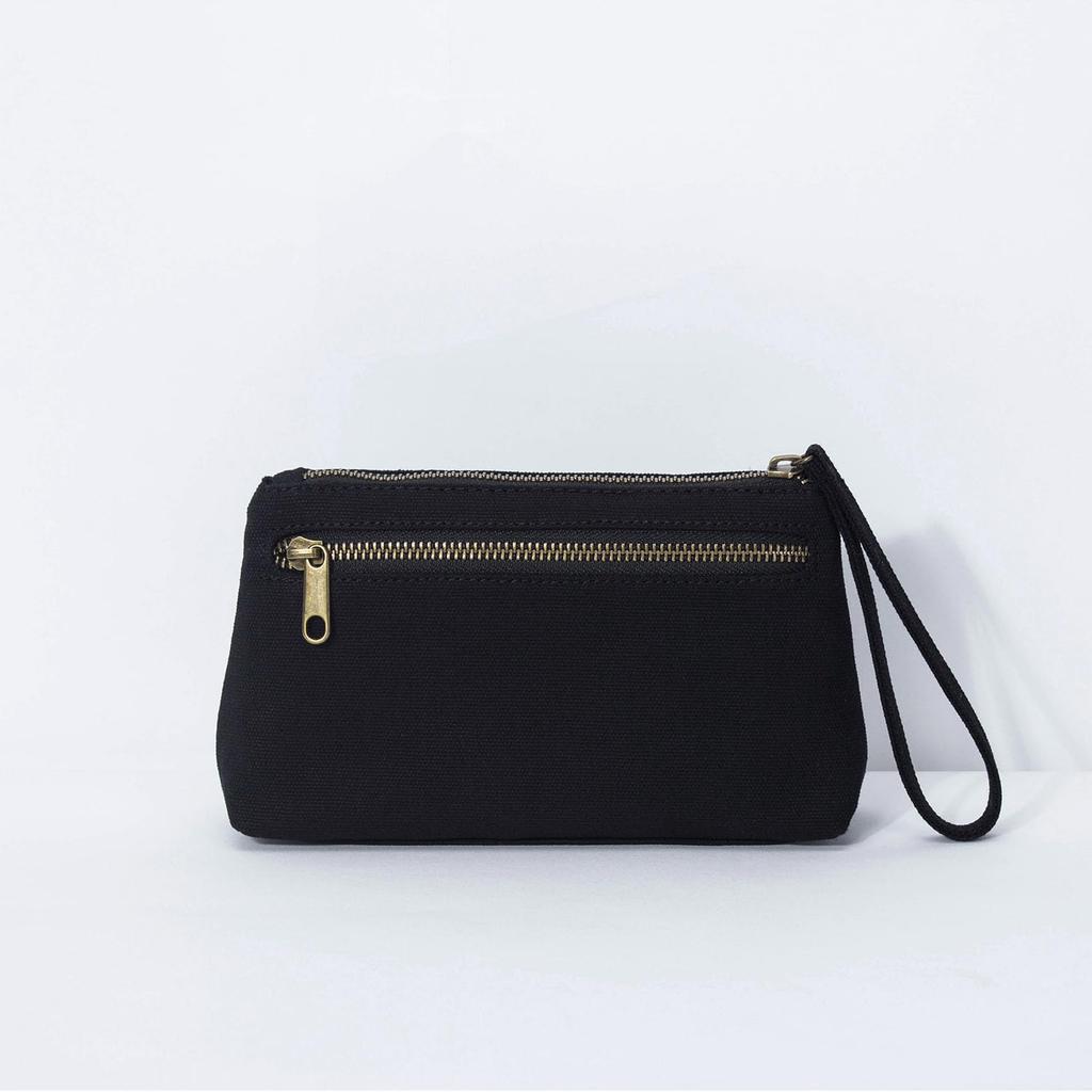 YONBEN Canvas Wristlet Bag Wallet with Card Slots and Phone Pocket - Lightweight Passport Holder for Women (Color: Black)