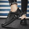 Fashion Thick Sole Lace Up Men's Leather Shoes Round Toe Non Slip Fashion 2025 Social Footwear Offer Low Price Common Male Casual Shoe