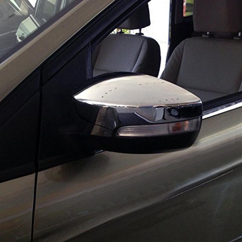 Side Mirror Covers Rear View Mirror Exterior Cover For Ford Escape Kuga 2013- Chrome 2Pcs