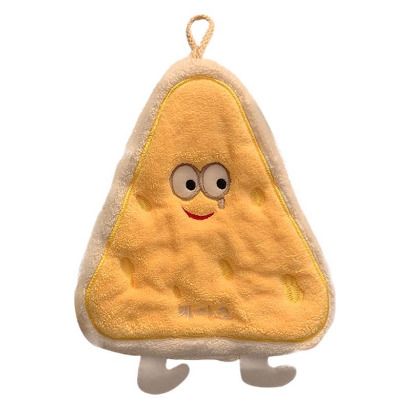 Coral Fleece Cartoon Cheese Hand Towel - Water Absorbent & Thick for Bathroom or Kitchen