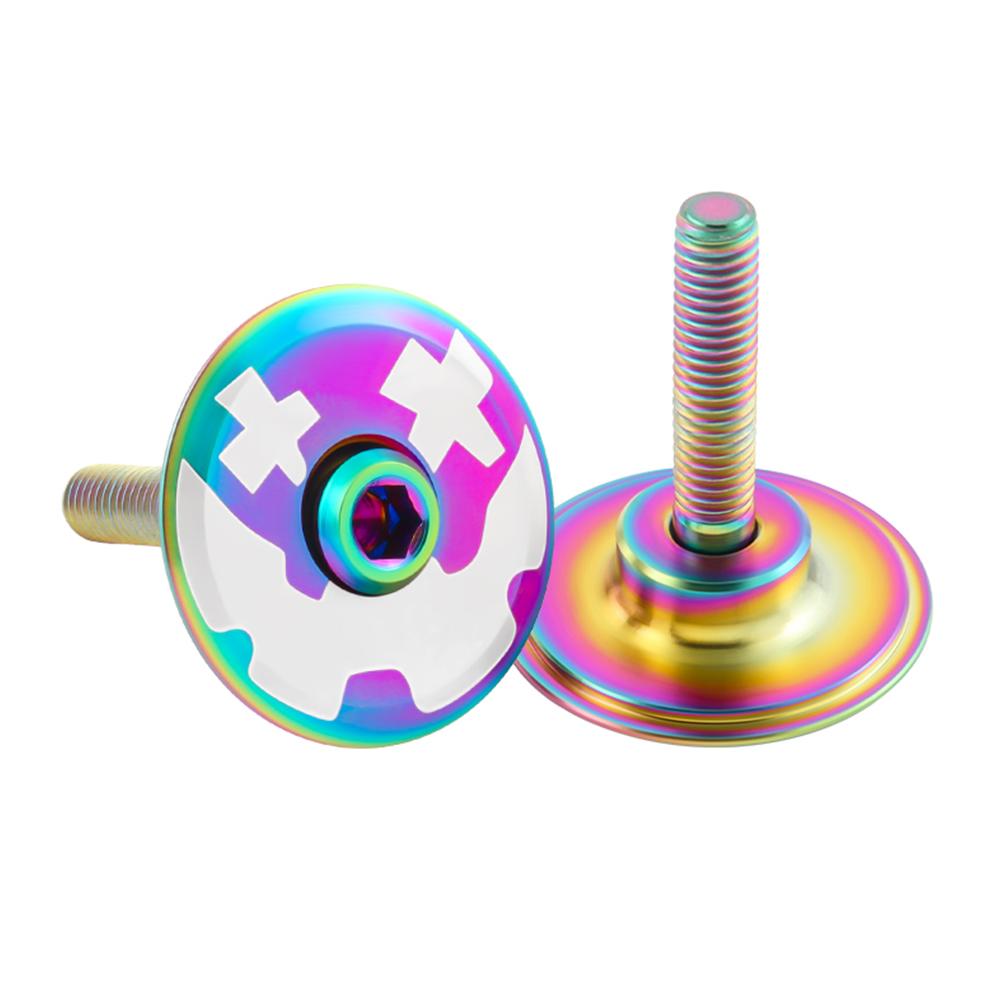 Titanium Headset Stem Top Cap Bicycle Headset Top Cover W/ Bolt M6 Steerer Fork Tube Headset Cap Cover MTB Headset Top Cap