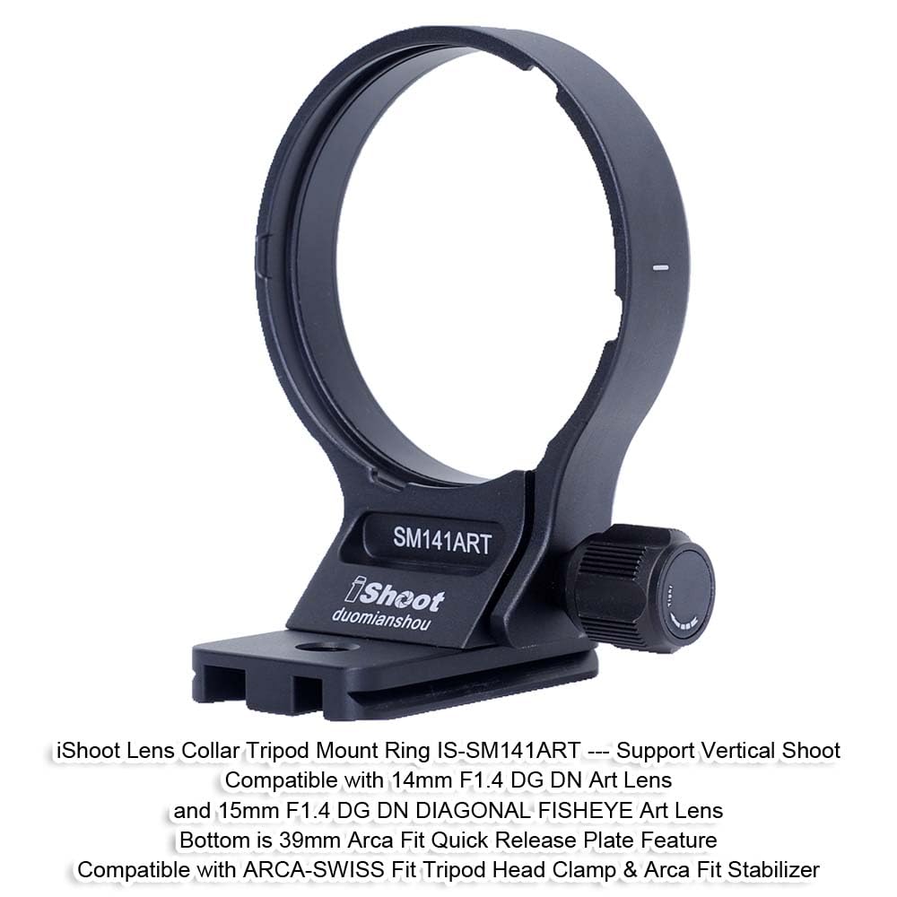 iShoot Metal Camera Tripod Mount Lens Support Lens Bracket Tripod Tripod Mount Compatible with Sigma 14mm DG DN Art and 15mm DG DN DIAGONAL FISHEYE