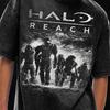 Футболка Halo Reach, Винтажна футболка Halo Reach 2010, Оверсайз футболка кислотного прання - 250 г/м², Grunge & Goth Streetwear, Винтажна прана футболка