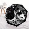 Yin Yang Cats Automatic Folding Umbrella  8 Ribs, Durable Iron Frame, Bright Color Pattern Compact Travel Umbrella, Suitable for Outdoor, Be