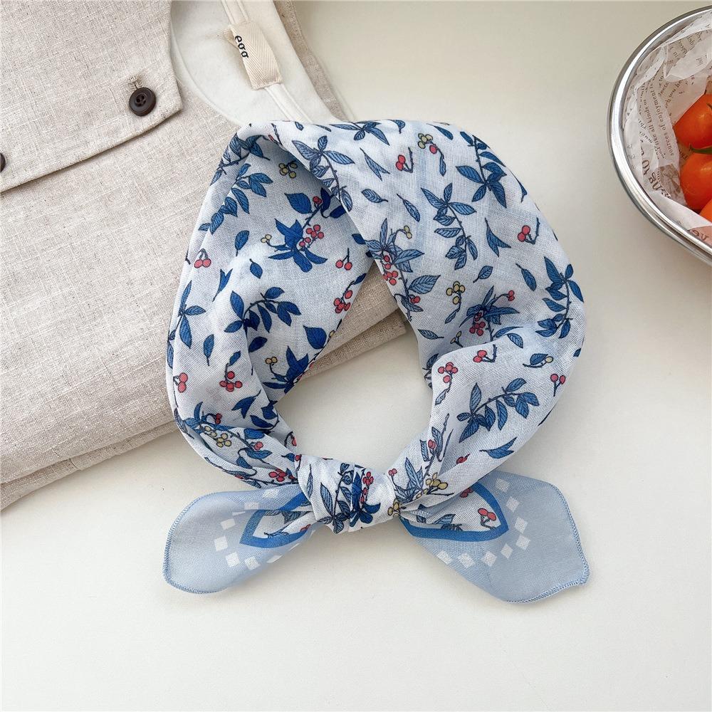 Cashew Small Square Scarf Floral Square Handkerchief Simple Printed Silk Scarf  Vacation