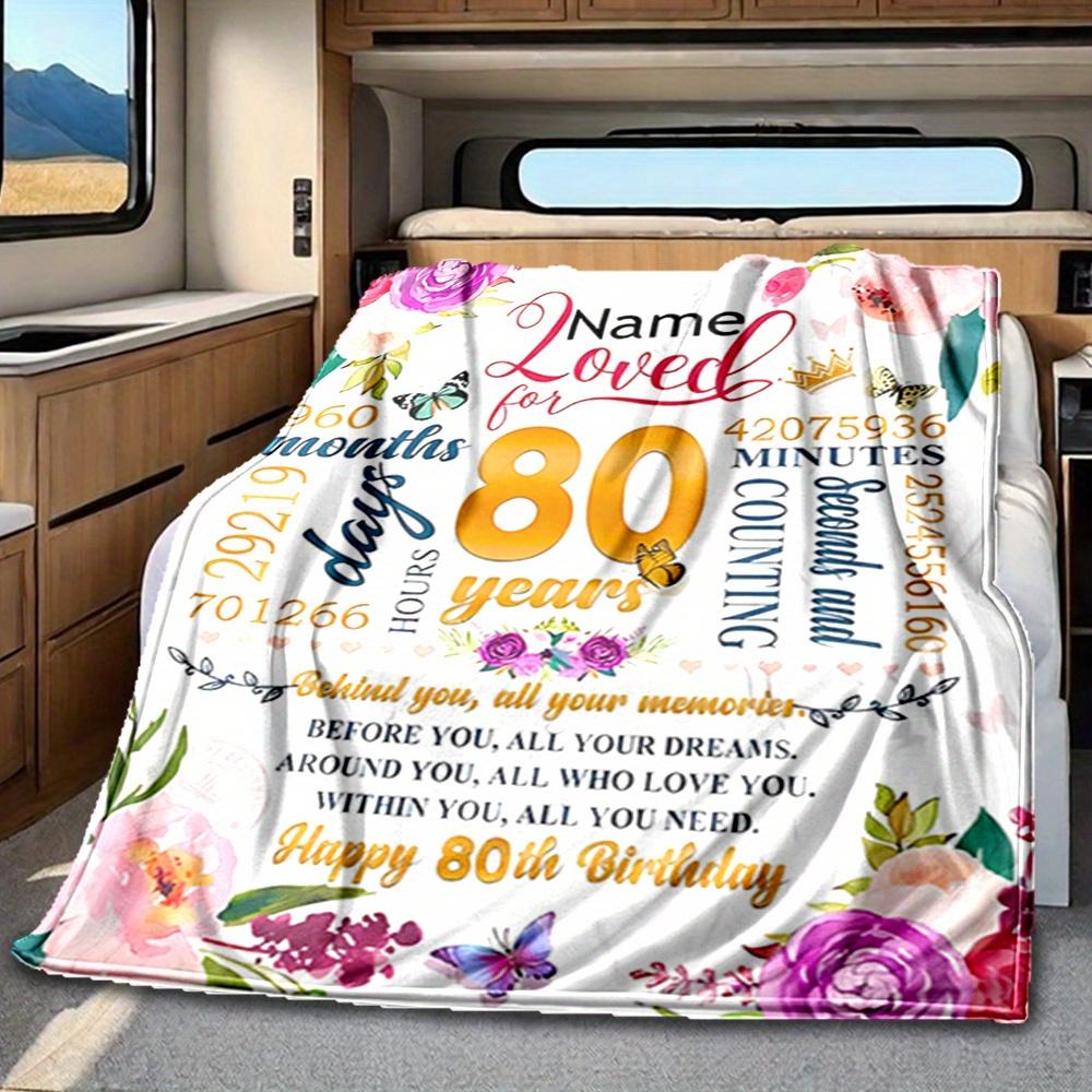 Happy 80Th Birthday To You Blanket Personalized Name Soft Comfortable Stylish Blanket Car Blanket Perfect For Travel Camping Outdoor Home Suitable For