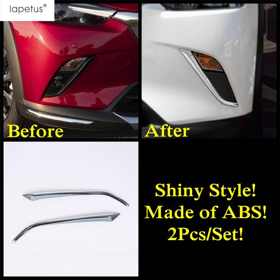 Front Rear Fog Lamp Light Eyelid Eyebrow Strip Frame Decoration Cover Trim ABS Chrome Accessories For Mazda CX-3 CX3 2015 - Front Fog Light