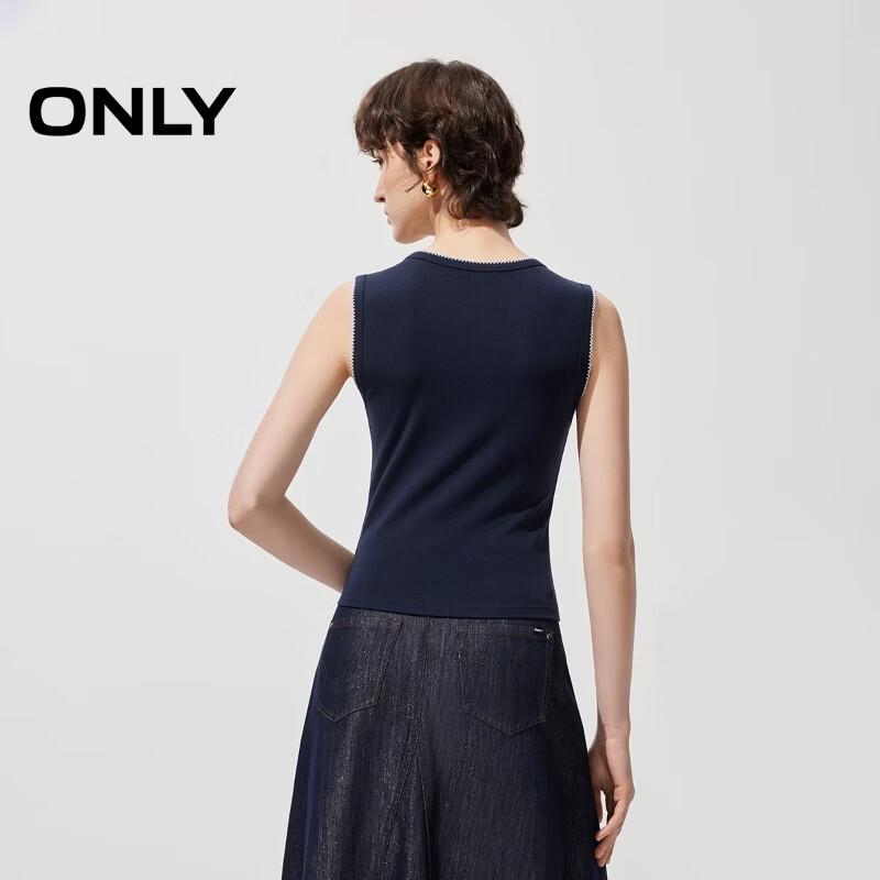 ONLY Women's 2026 Spring Contrast Embroidery U-Neck Sleeveless T-Shirt