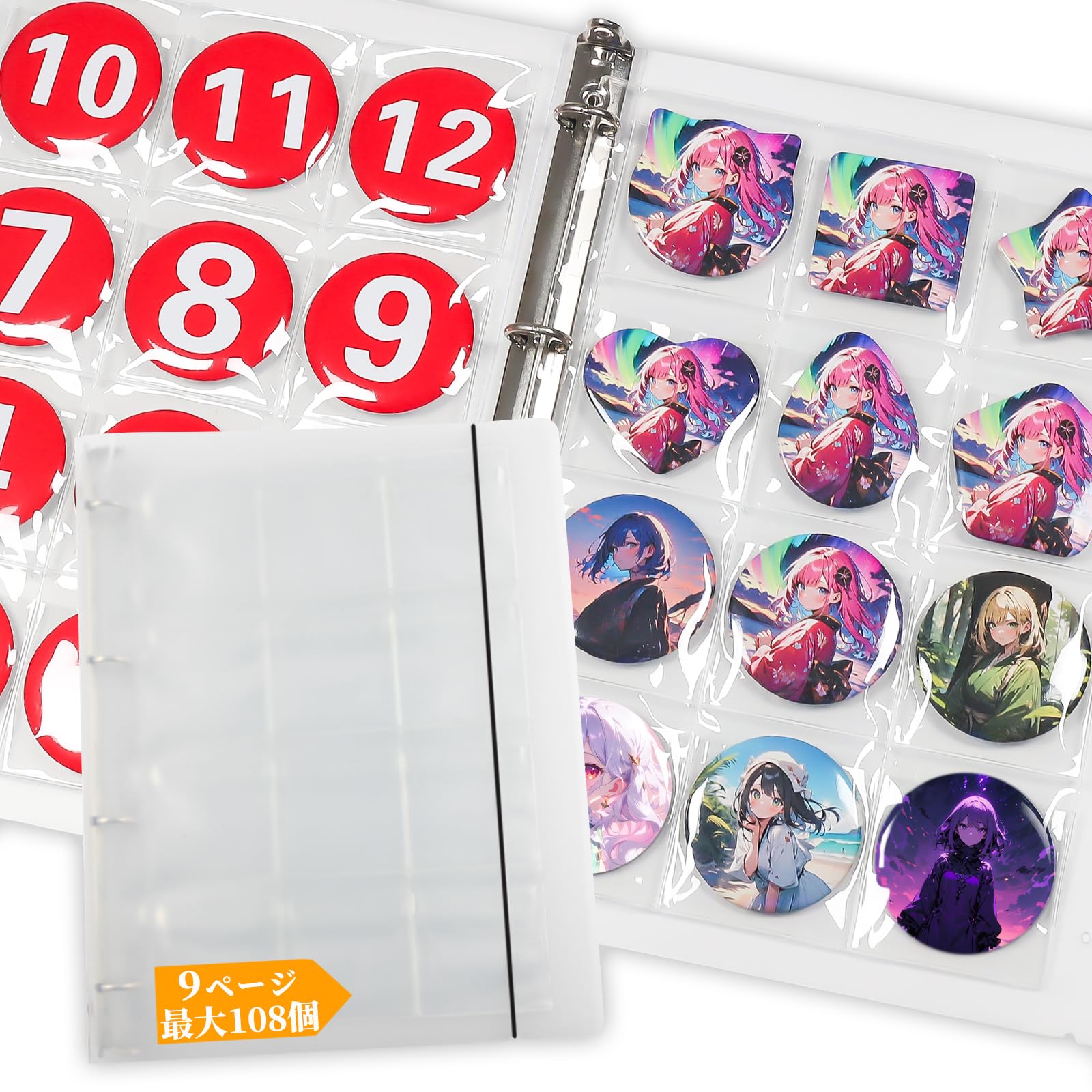 

Goreson Large Capacity 57mm Pin Badge Storage File Transparent Pin Badge A4 108 Fits 57mm Diameter Pin Durable - Cover, Size, Pockets, Refillable,