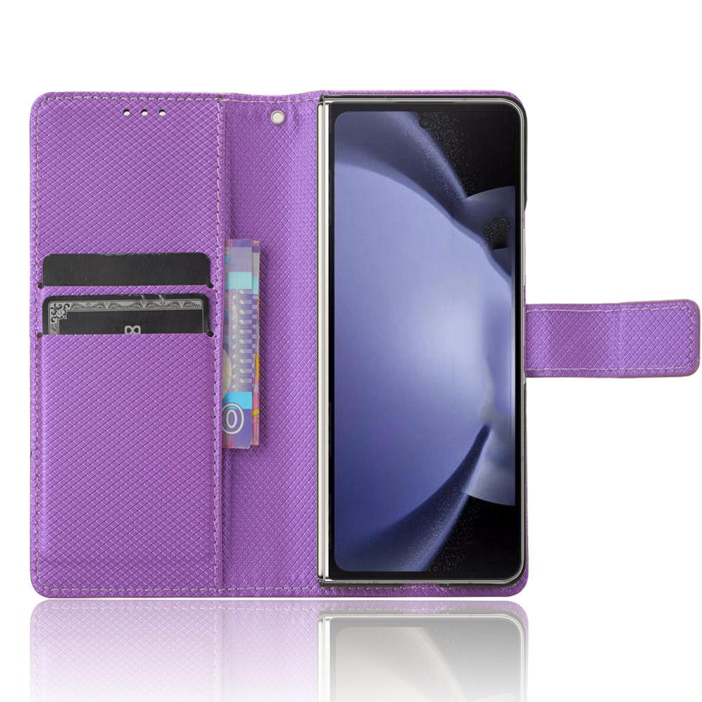 For Samsung Galaxy Z Fold6 5G Case with Pencil Holder, PU Leather Diamond Texture Wallet Phone Cover