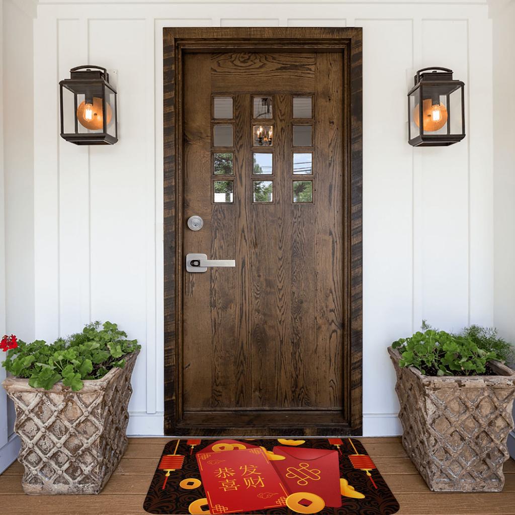 Lucky Theme New Year Festive Red Style Door Floor Kitchen Mats Anti-Slip Indoor Doormat Living Room Entrance Rug Carpet Footpad