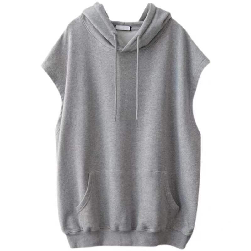 

Модний чоловічий одяг Harajuku Slim Fit, вільні універсальні повсякденні футболки, однотонні кардигани на блискавці без рукавів, жилет з капюшоном XXXXL сірий
