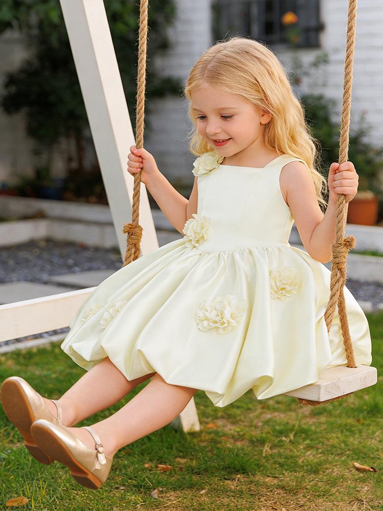 Girls' 3D Floral Princess Dress for Weddings, Fashion Shows, Stage, or Piano Performances